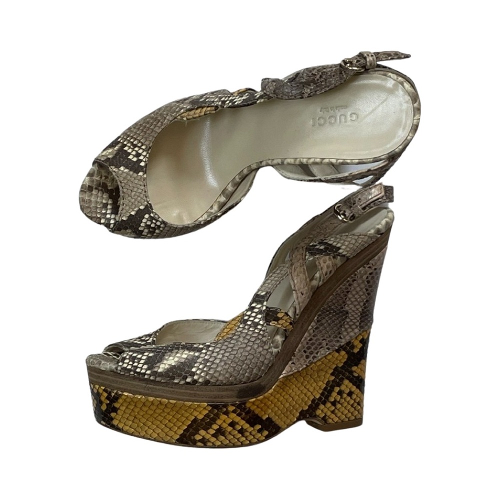 Gucci Python Kotao Wedge Sandals - image 1
